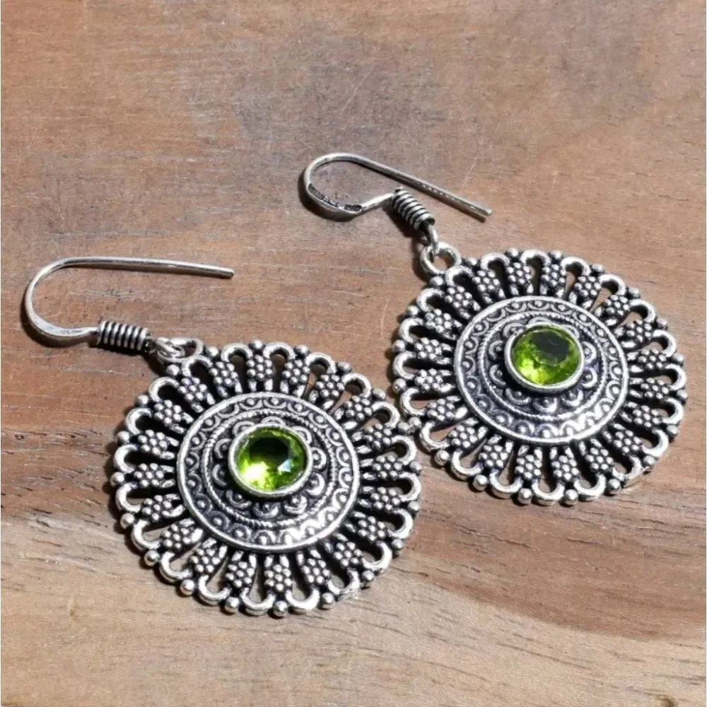 Peridot Handmade Drop Dangle Earrings Jewelry 1.6